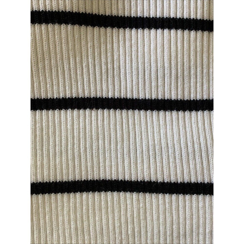 Lauren Ralph Lauren Black Ivory Stripe Short Sleeve Turtleneck Womens S Nautical - Picture 6 of 6